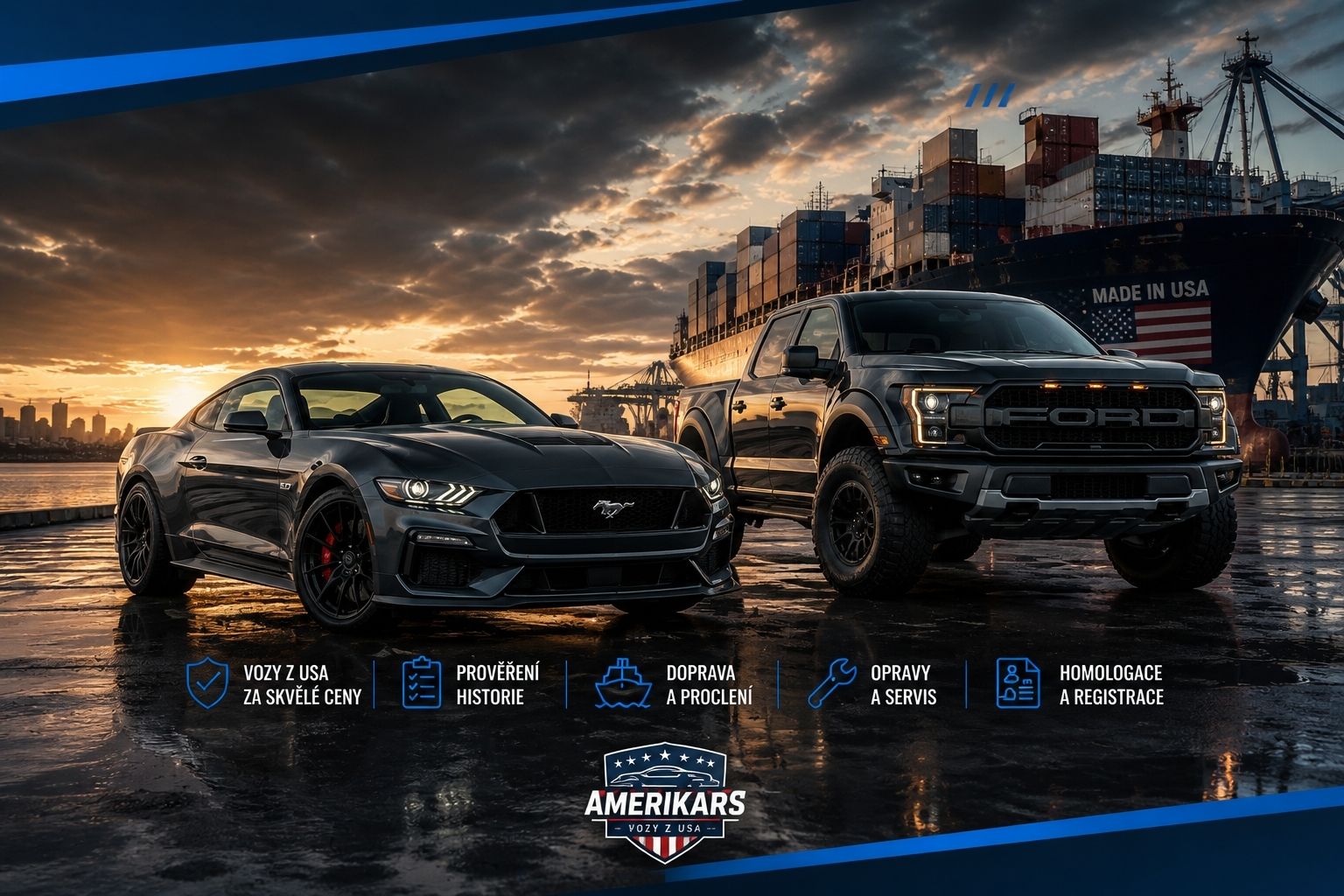 Ford Mustang a Ford F-150 dovezené z USA